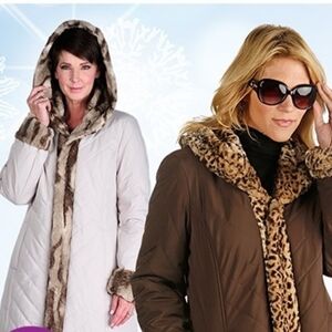 HP. Guillaume Winter Glam Quilted Jacket With Faux Fur Lining And Trim.